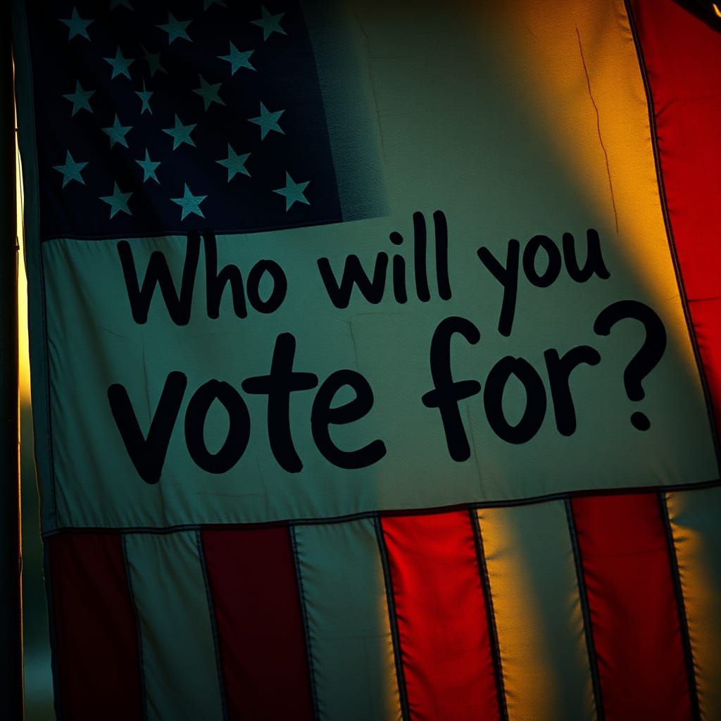 Distressed American Flag Asks: Who Will You Vote For?