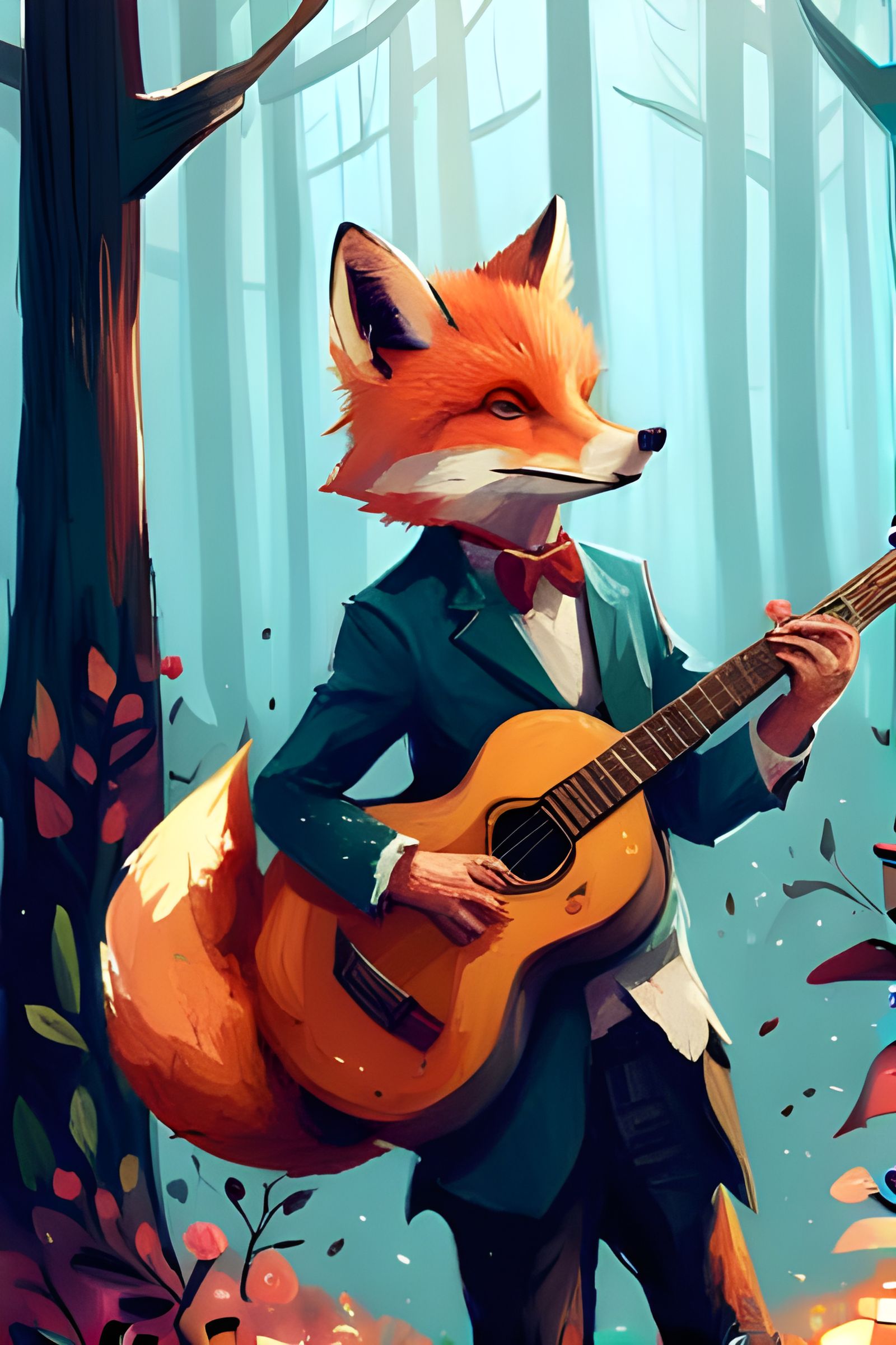 Fox Guitarist: Detailed Anthropomorphic Portrait