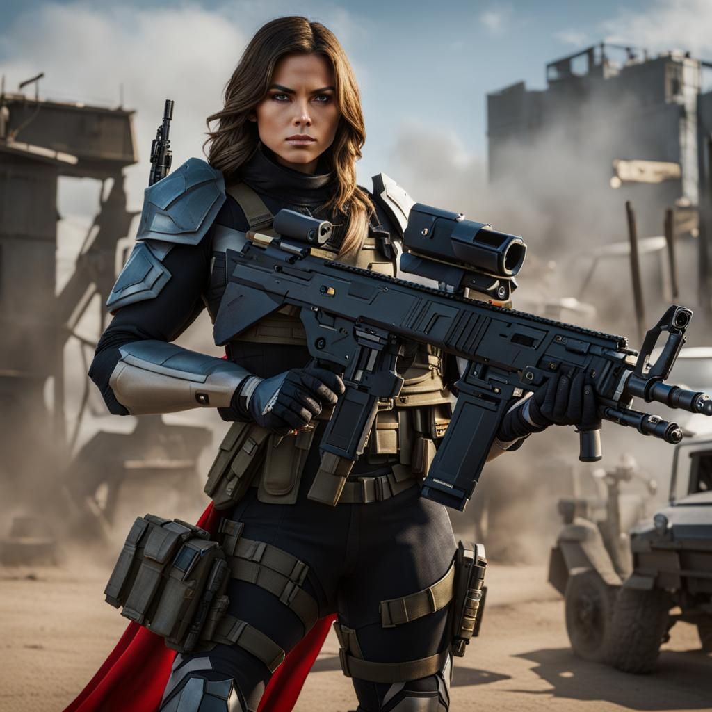 Futuristic Female Super Soldier in Advanced Armor