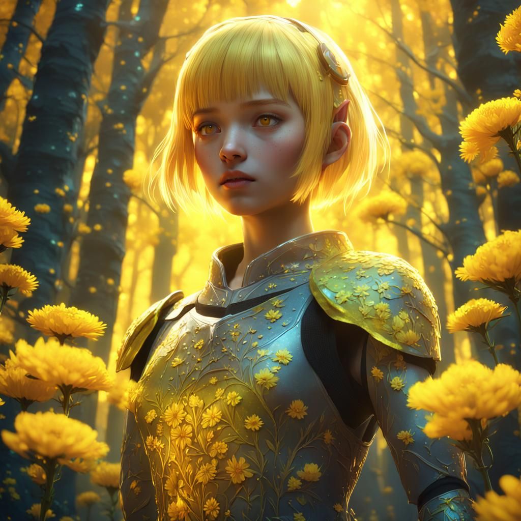 Anime Girl in Mystical Forest: 3D Art