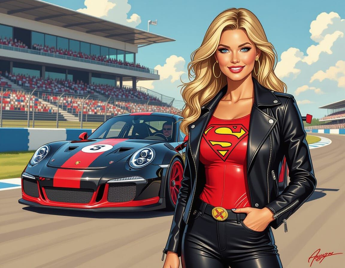 Kara Zor-El at Le Mans, Manara-Style Illustration