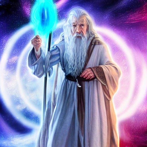 Gandalf the White: Cosmic Astral Illustration