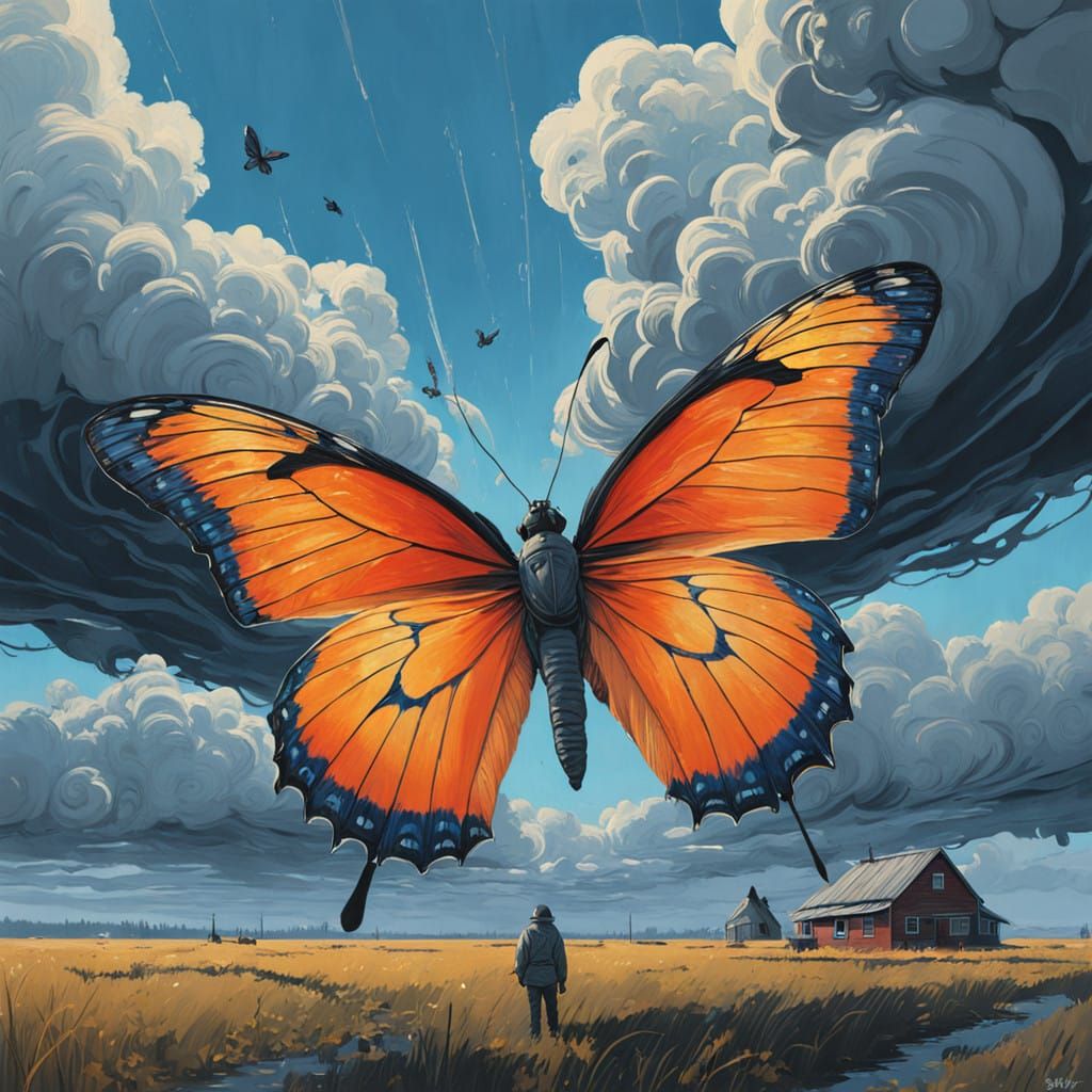 Vibrant Butterfly Ignites Catastrophic Storm
