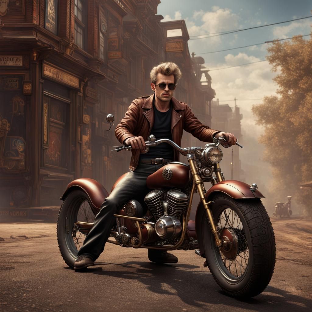James Dean Steampunk Motorbike Trike in Detailed Matte Paint...