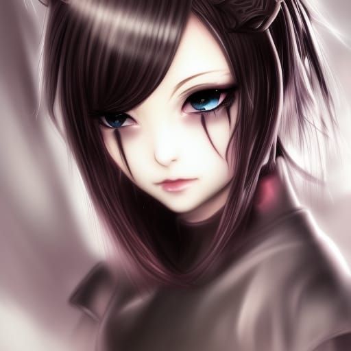 Realistic Anime Goth Girl Portrait