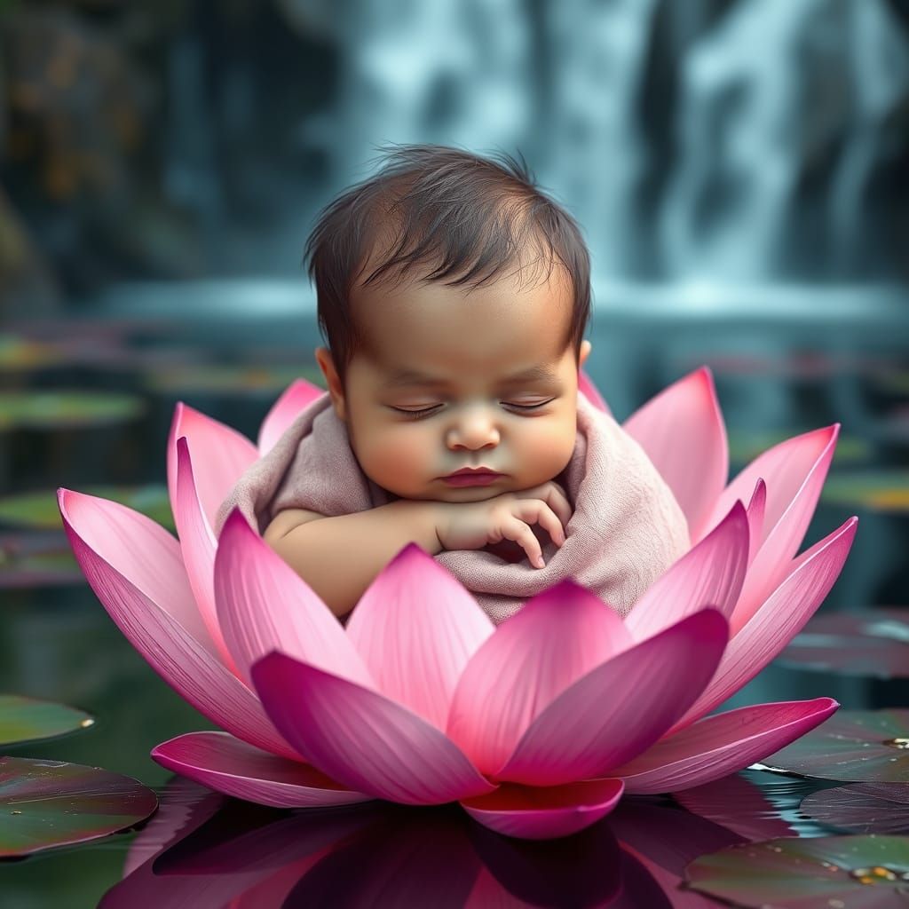 Baby in a lotus flower