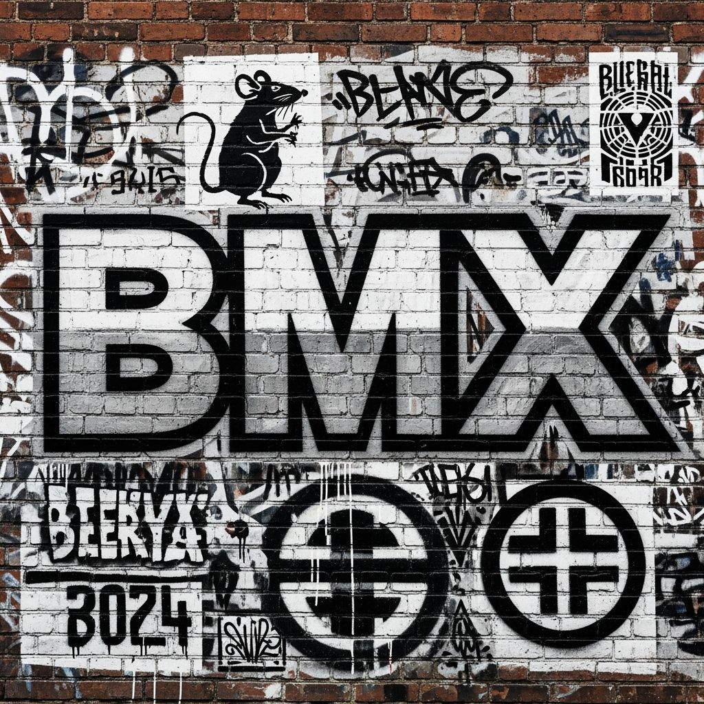 BMX Graffiti Art on Brick Wall in Banksy Style
