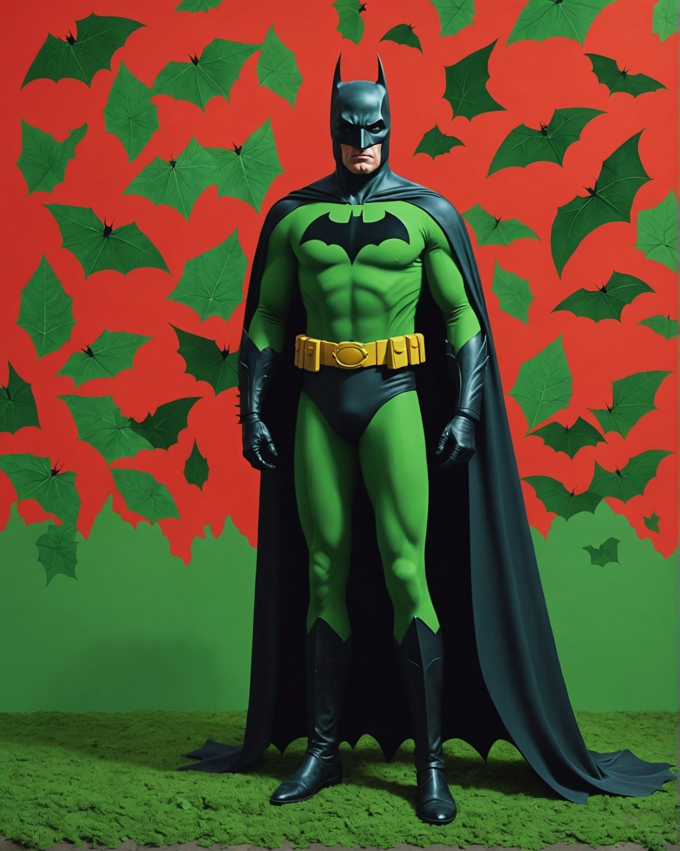 Surreal Batman: Biomorphic Rendition in Red and Green