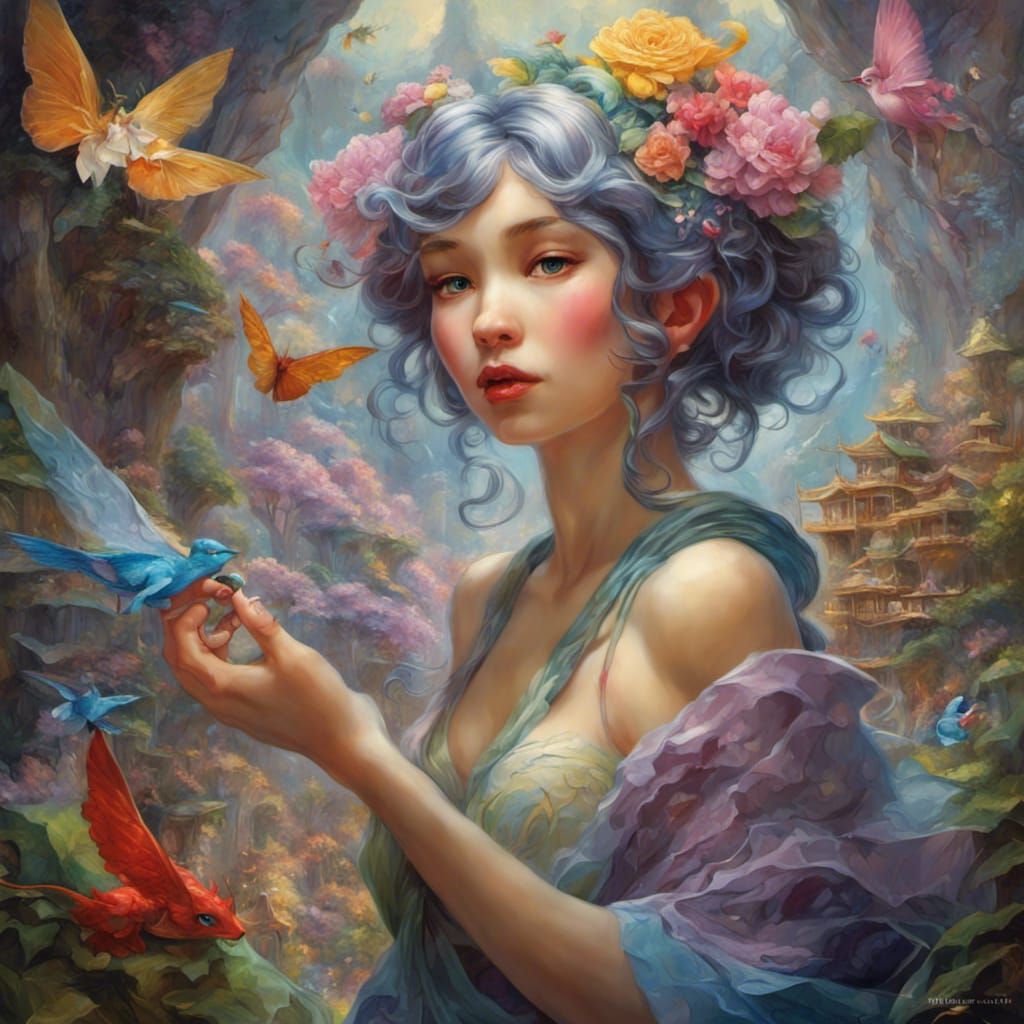 Fantastical Origami World Inspired by Artgerm and Ghibli