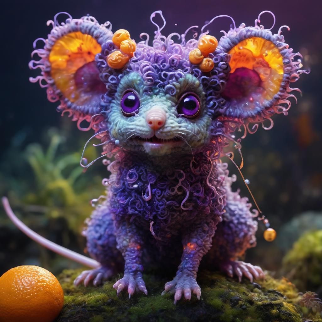 Adorable Murex Mouse-Poodle Creature in Triadic Colors