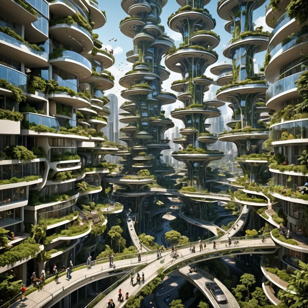 Futuristic Shambala: Advanced Tech Cityscape