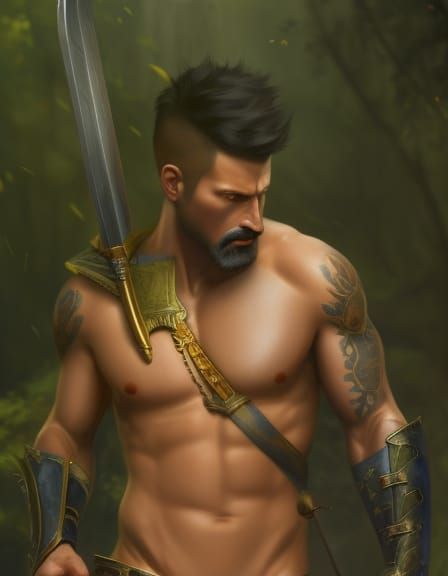 Barbarian Warrior Portrait in Hyperrealistic Digital Art