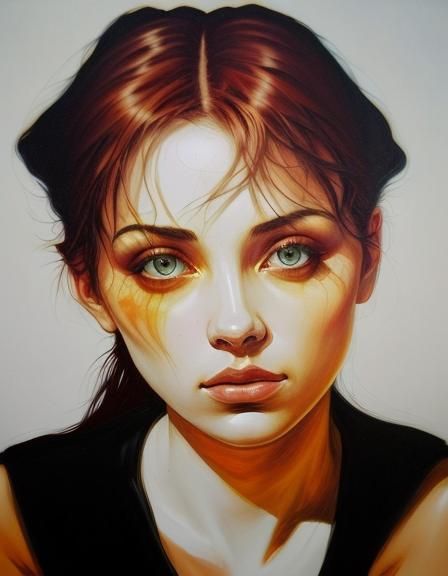 Eerie Acrylic Painting of Girl in Dark Room