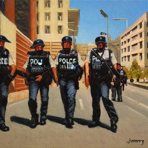Police Officers as Oil Painting