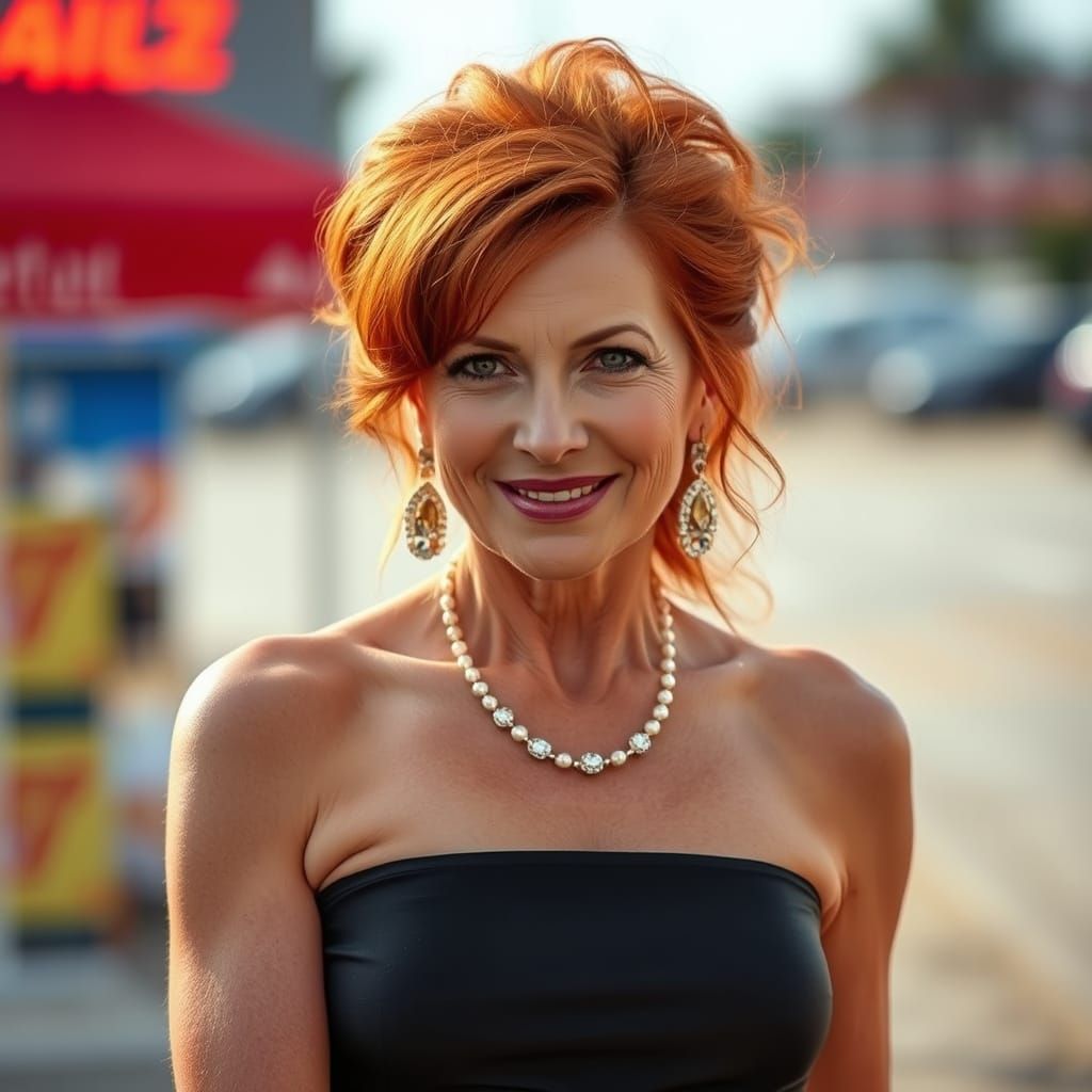 Beautiful Woman with Red Hair and Jewelry