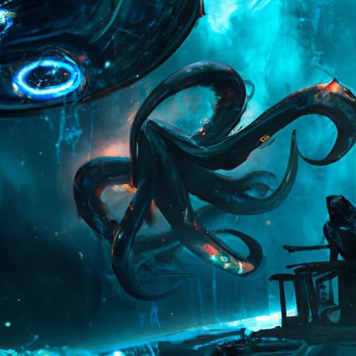 Kraken in Space: Detailed Matte Painting