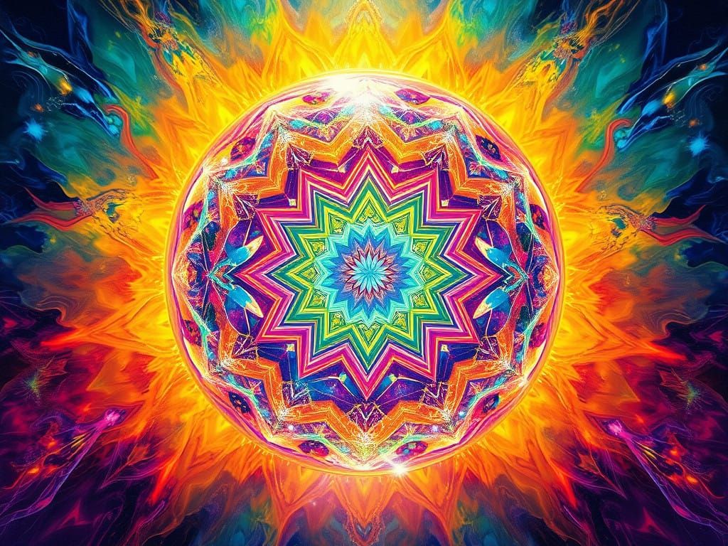 Surreal Orb Radiates Cosmic Energy in Fractal Patterns