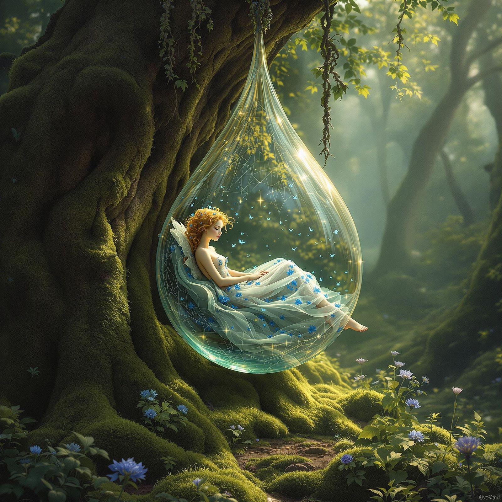 Surreal Fairy Portrait in Enchanted Forest