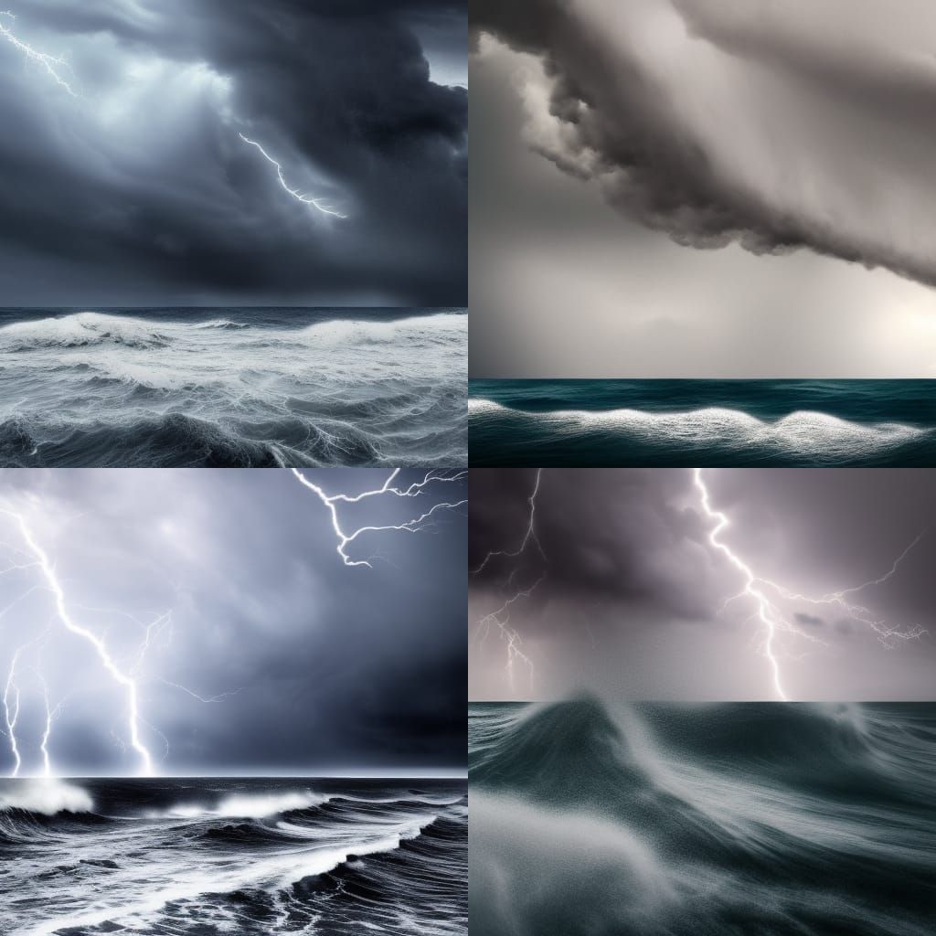 Stormy Sea with Crashing Waves and Lightning