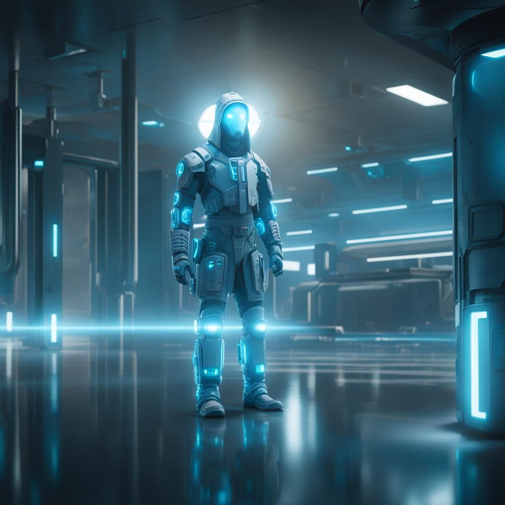 Ghostly Apparition in Futuristic Hospital, Hyper-Realistic S...