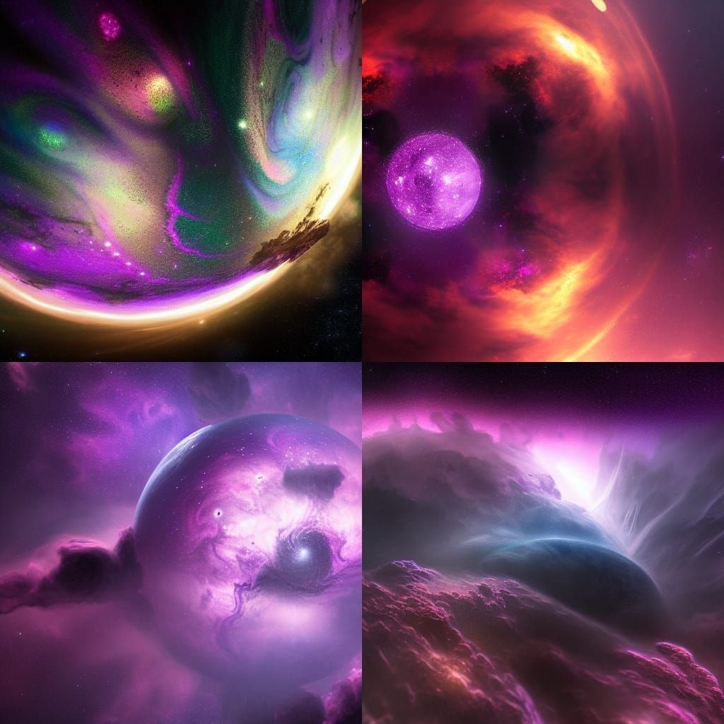 Swirling Purple Starry Planet in Dark Space