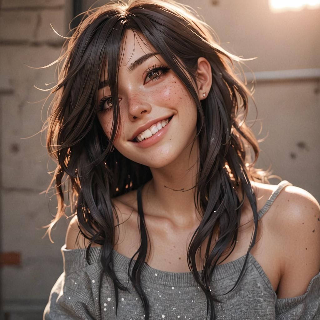 Hyper-Realistic 3D Anime Portrait of Emo Punk Woman