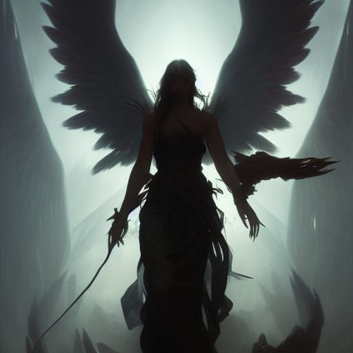 Dark Angel Masterpiece in Hyperdetailed Fantasy Art