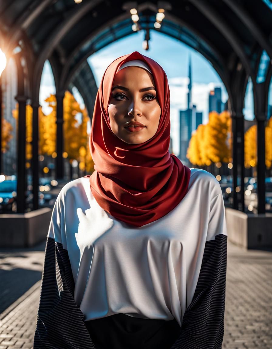 Gorgeous Hijabi German Girl in Frankfurt City
