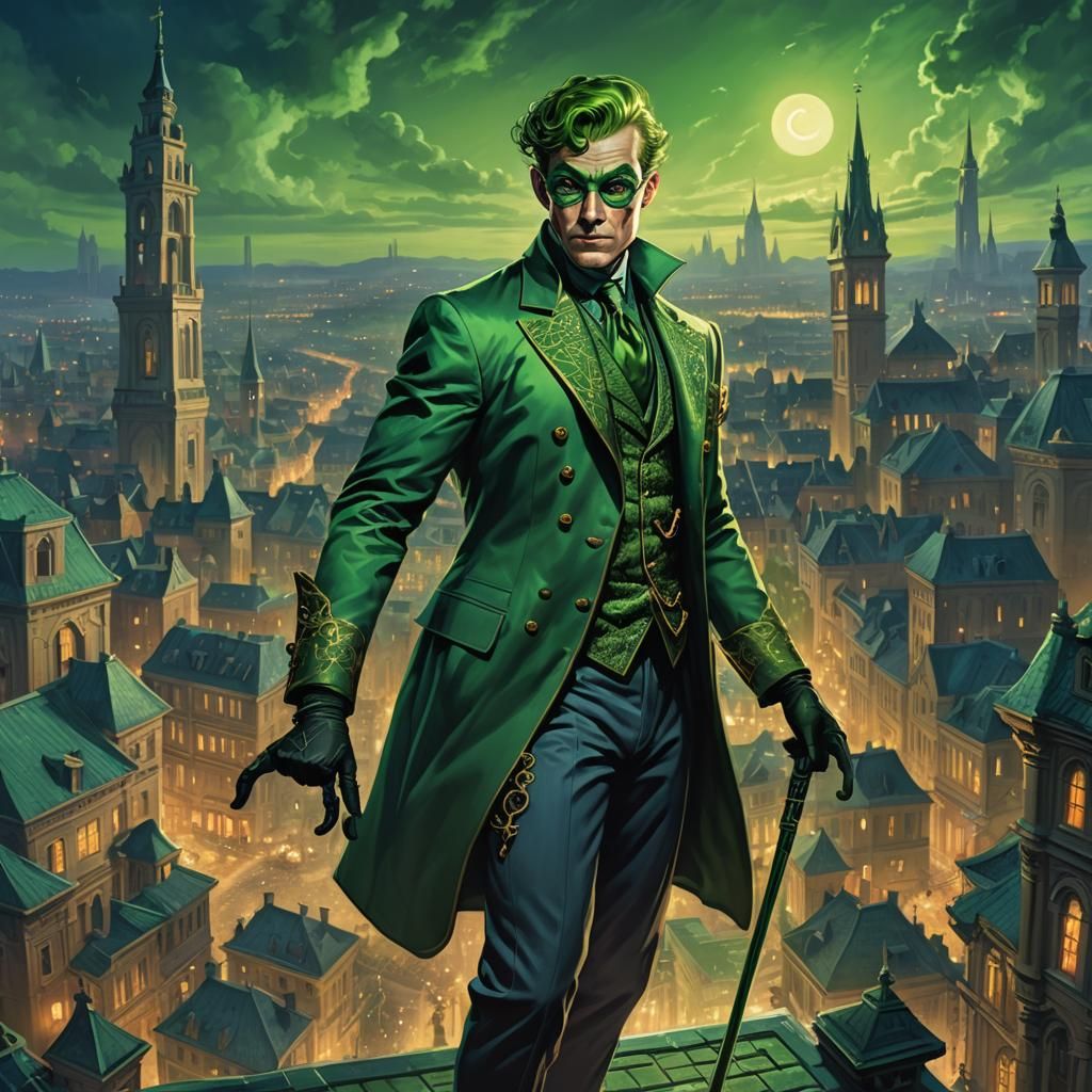 Riddler in Baroque Cityscape: Fantasy Matte Painting
