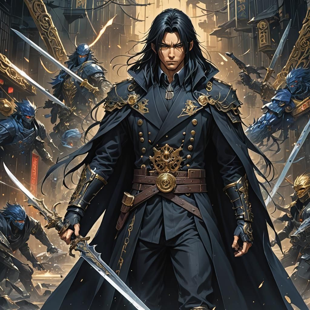 Anime Character with Daggers and Hidden Weapons