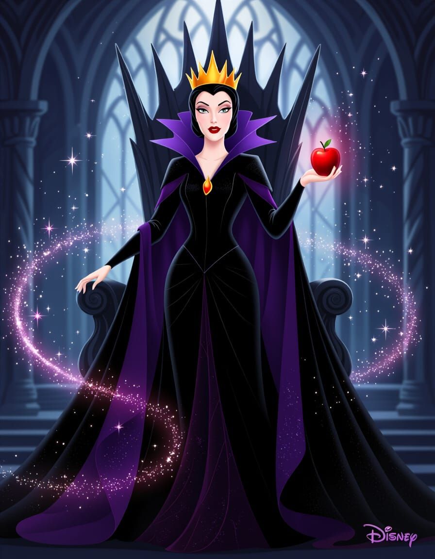 Evil Queen Regina in Majestic Throne Room Fantasy Art