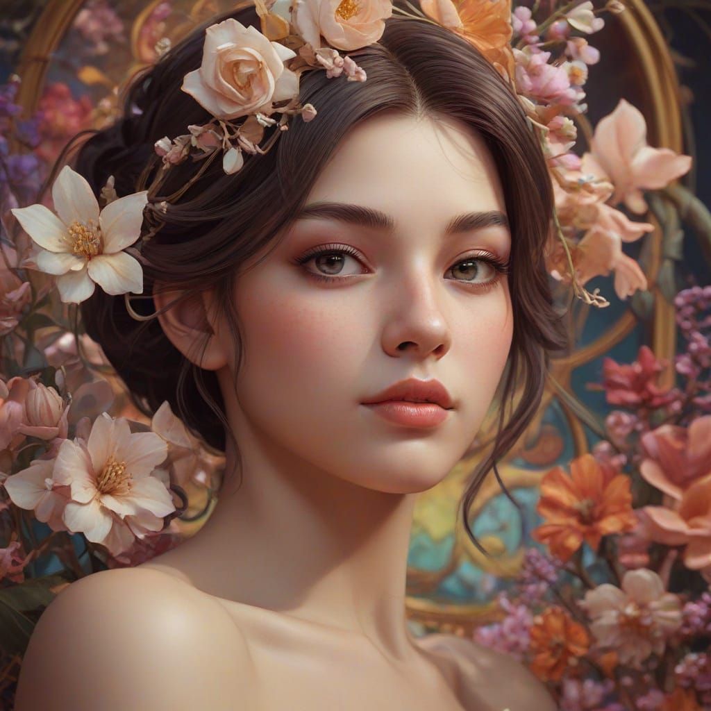 Hyper-Realistic Art Nouveau Goddess