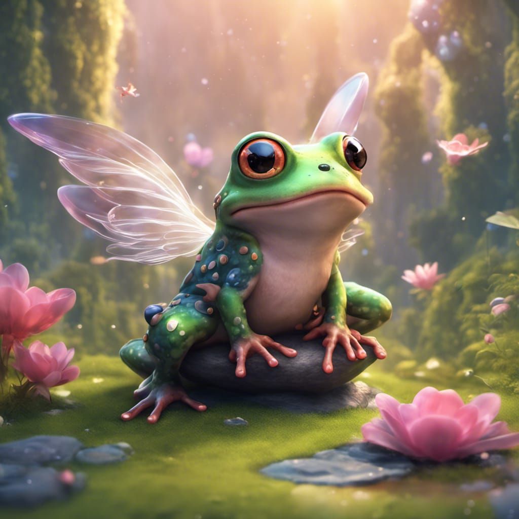Adorable Chibi Frog with Angel Wings and Halo