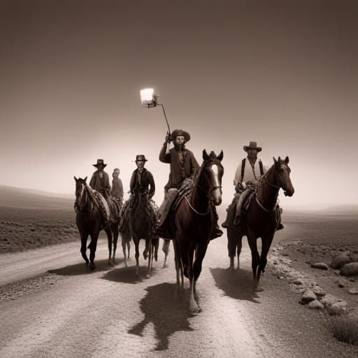 Pioneers Capturing Life on the Oregon Trail in Sepia-Toned E...