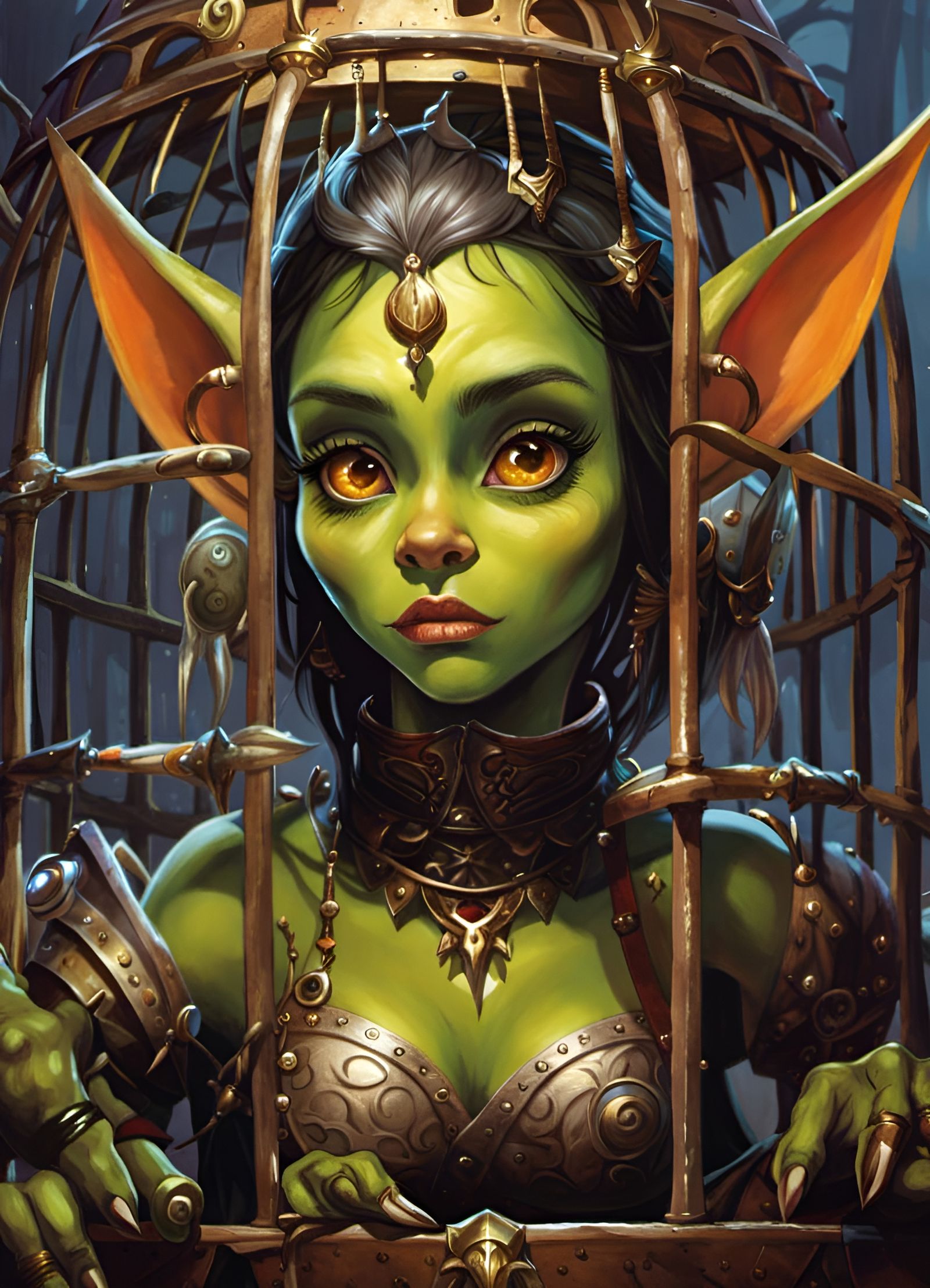 Goblin Girl in Cage: Fantasy Artwork