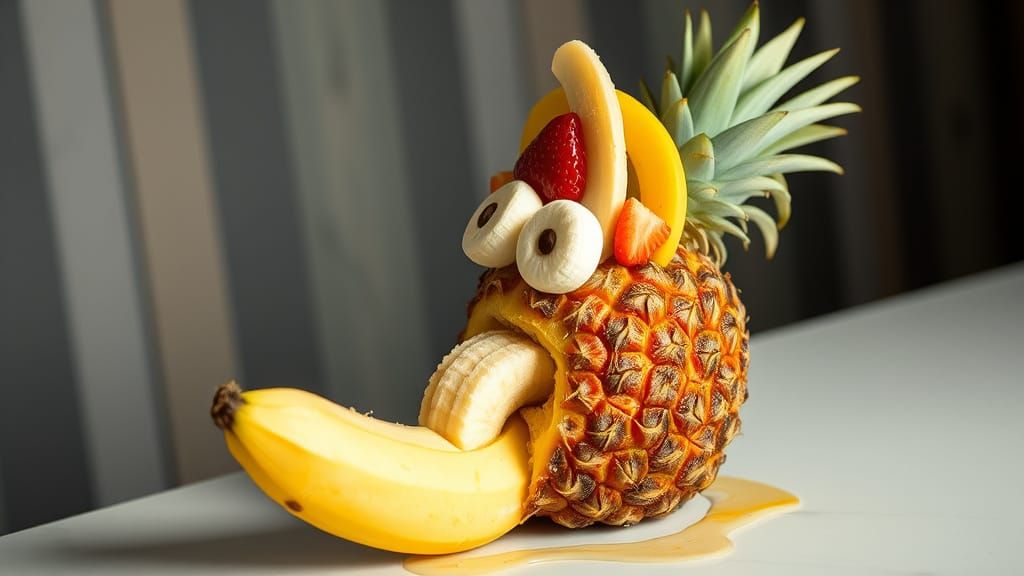 Pineapple Enjoys a Banana Split