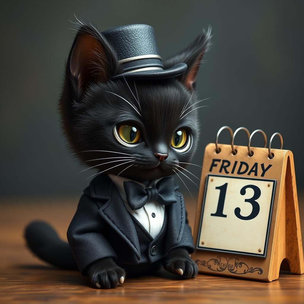 Chibi Cat Ready for Friday the 13th