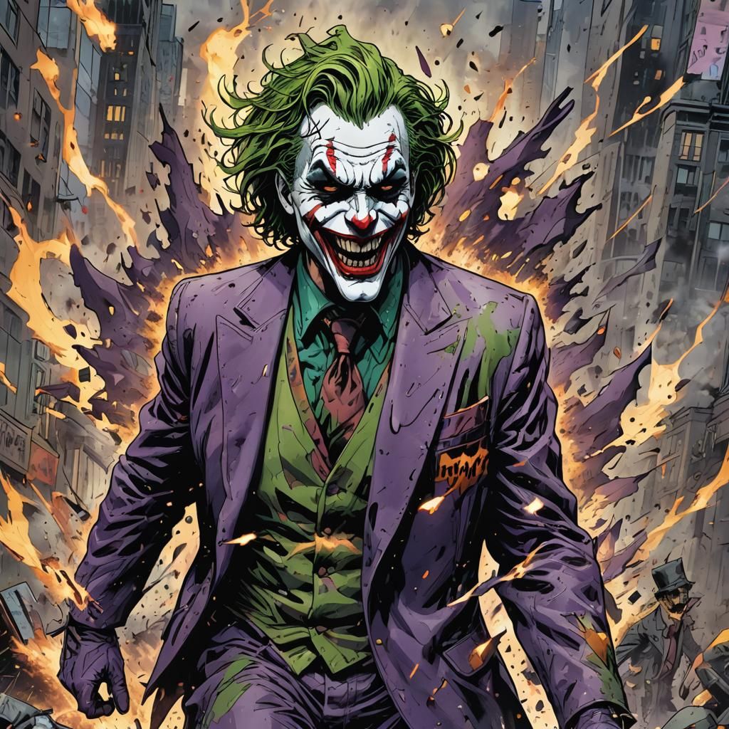 Joker Atomic Blast Devastates Gotham in Expressive Art