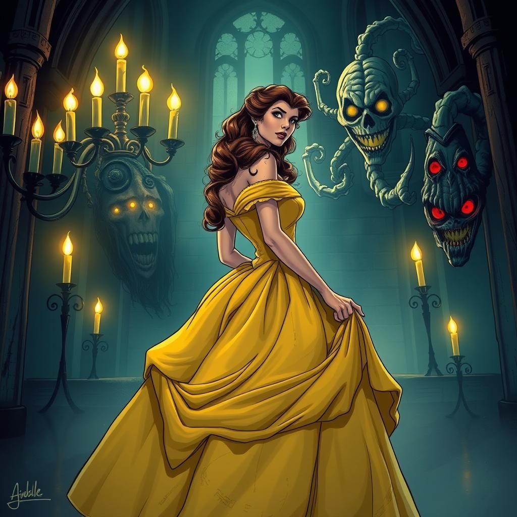 Belle in Tattered Gown: Dark Fantasy Comic Art