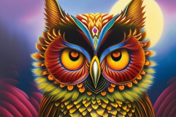Fantasy Owls in Surrealist Style
