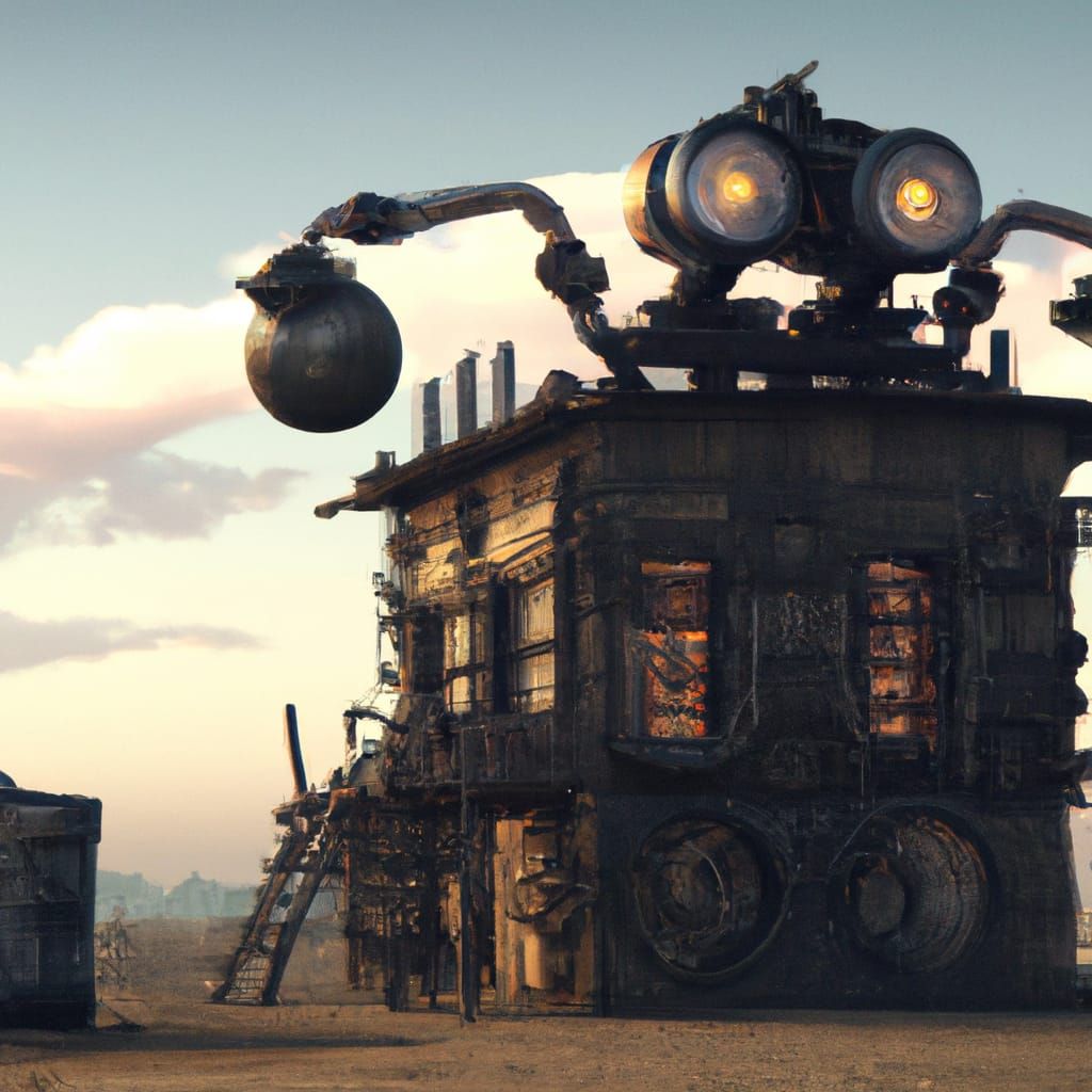 Steampunk Farmhouse with Electric Sheep in 8K