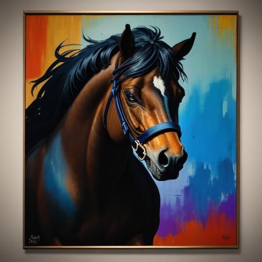 Horse Silhouette in Gouache Impressionist Style