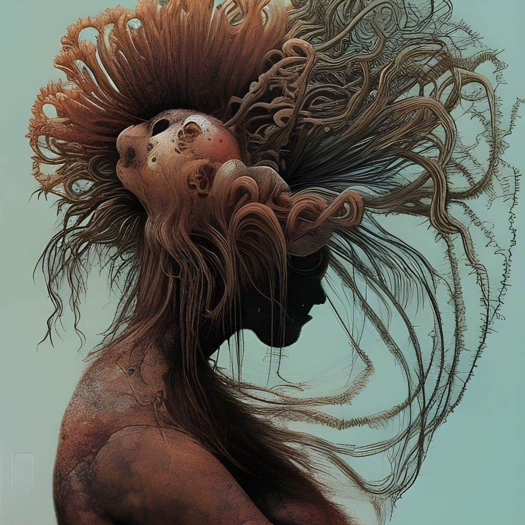 Surreal Woman with Sea Anemone Hair