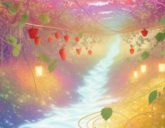 Surreal Graffiti Art: Vibrant Strawberries Float into the Sk...