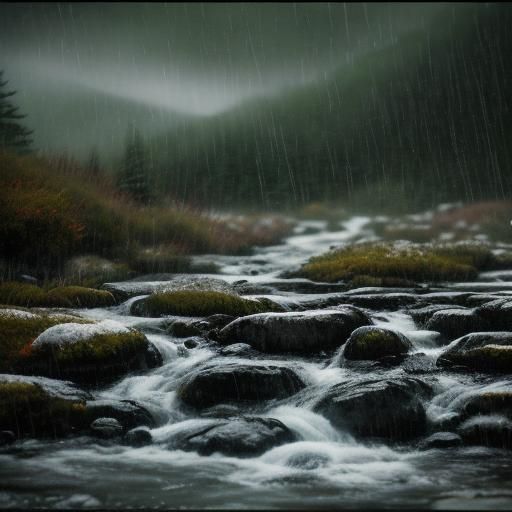 Cold spring rainy day in the white mountains of NH