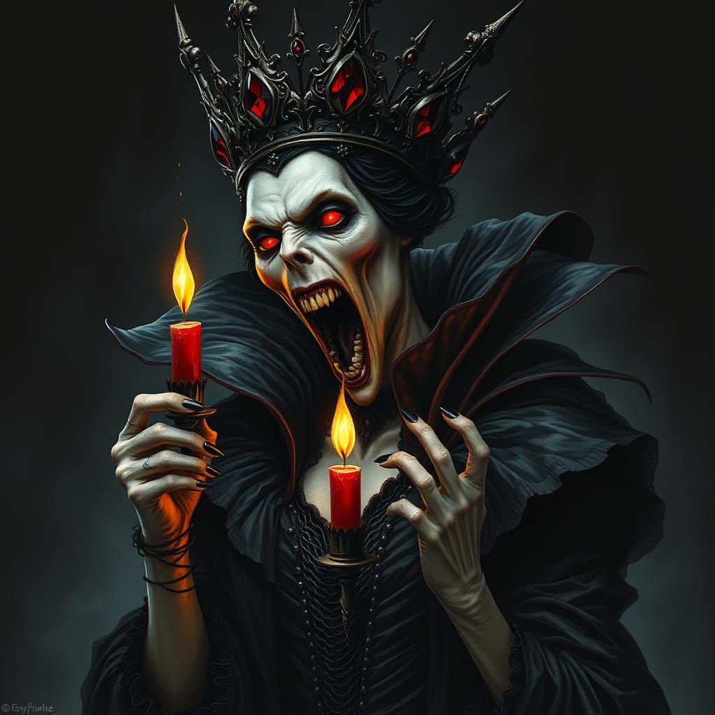 Dark Gothic Vampire Queen Screams in Rage