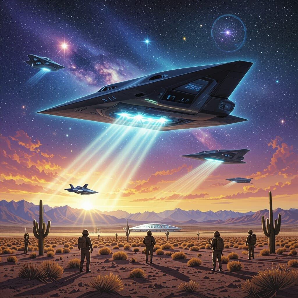 Alien Board Members Pilot Stealth Bomber Over Area 51