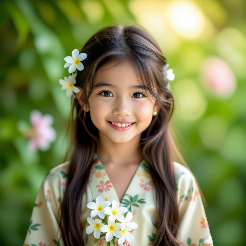 Captivating Portrait of a Thai Girl with Jasmine Flowers