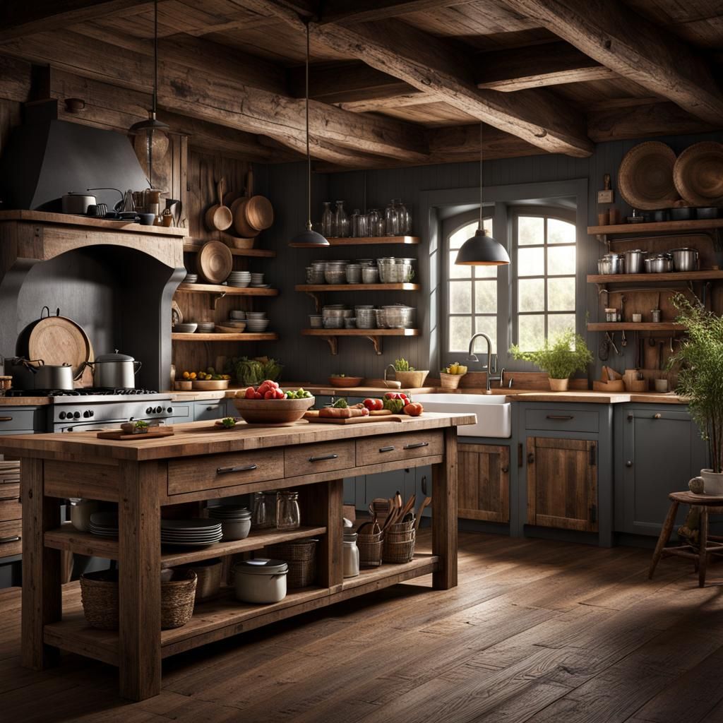 Dramatic Barnwood Kitchen Digital Matte Painting