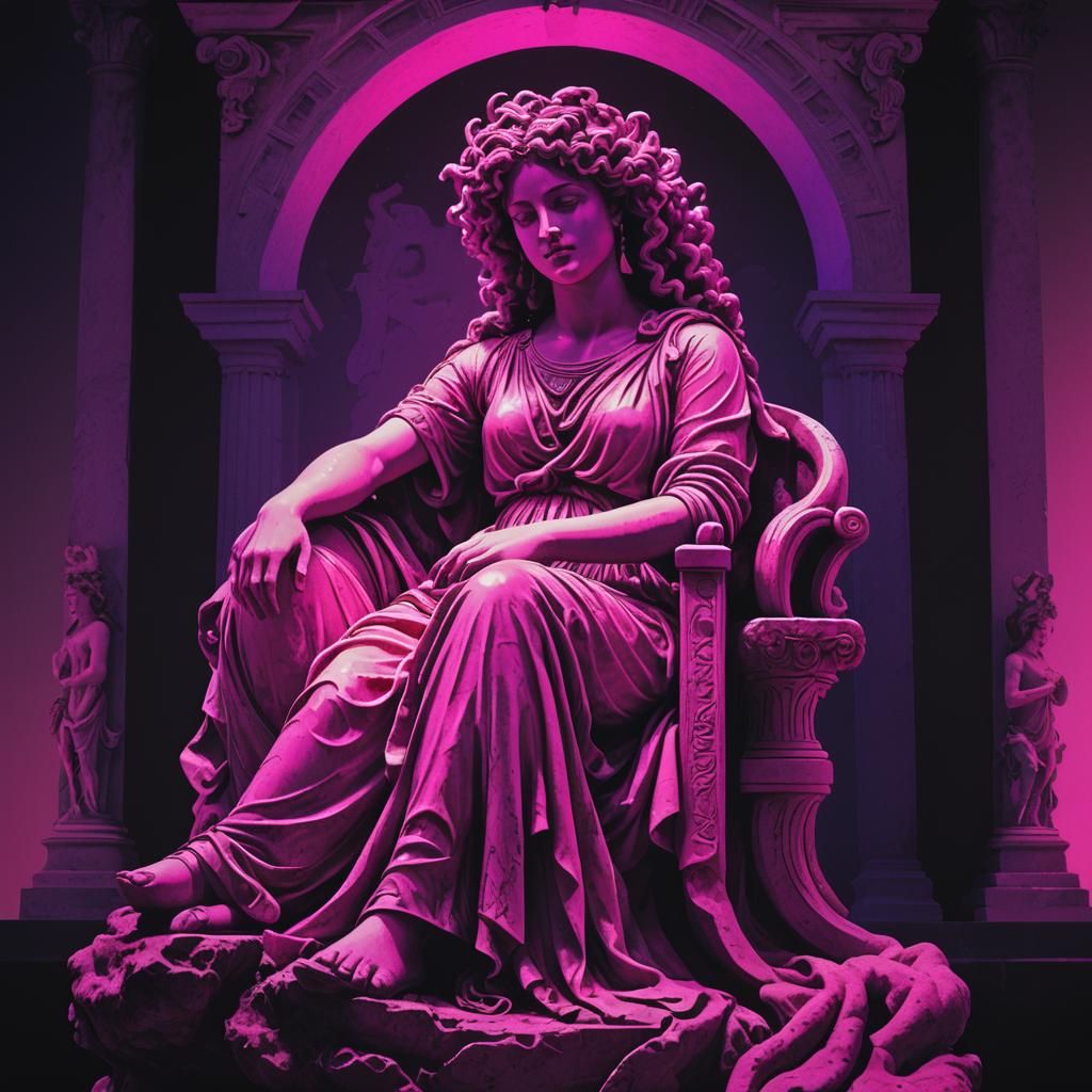 Neon Vaporwave Greek Statue in Pink